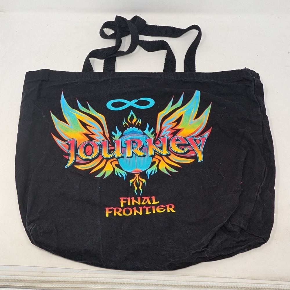 Journey Final Frontier Concert Tour Tote Bag Black Canvas Winged Scarab Graphic